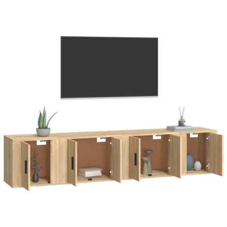 Set di Mobili Porta TV 4 pz Rovere Sonoma in Legno Multistrato