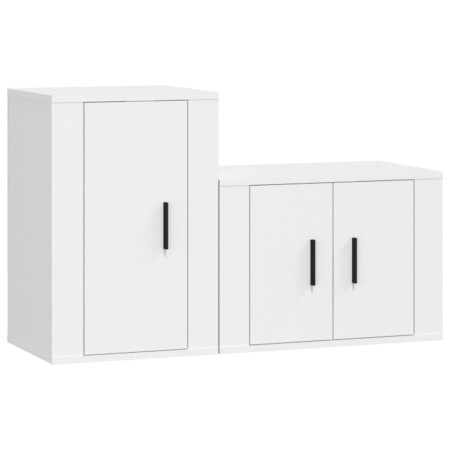 Set di Mobili Porta TV 2 pz Bianco in Legno Multistrato