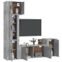 Set di Mobili Porta TV 5 pz Grigio Cemento in Legno Multistrato