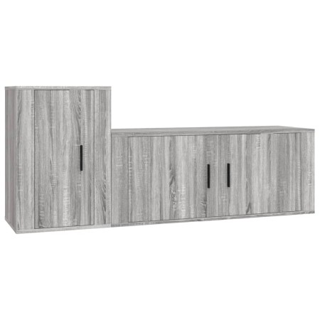 Set Mobili Porta TV 2 pz Grigio Sonoma in Legno Multistrato