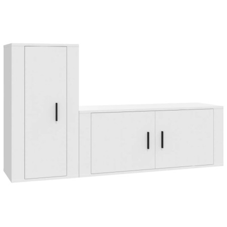 Set di Mobili Porta TV 2 pz Bianco in Legno Multistrato