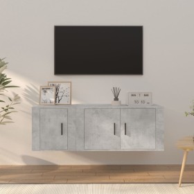 Set di Mobili Porta TV 2 pz Grigio Cemento in Legno Multistrato