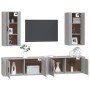 Set di Mobili Porta TV 4 pz Grigio Sonoma in Legno Multistrato