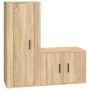 Set di Mobili Porta TV 2 pz Rovere Sonoma in Legno Multistrato