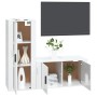 Set di Mobili Porta TV 2 pz Bianco Lucido in Legno Multistrato