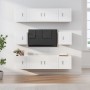 Set Mobili Porta TV 8pz Bianco Lucido in Legno Multistrato