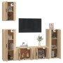 Set di Mobili Porta TV 5 pz Rovere Sonoma in Legno Multistrato