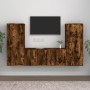 Set Mobili Porta TV 3 pz Rovere Fumo in Legno Multistrato