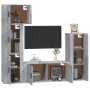 Set di Mobili Porta TV 5 pz Grigio Cemento in Legno Multistrato