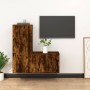 Set Mobili Porta TV 2 pz Rovere Fumo in Legno Multistrato