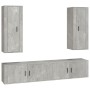 Set di Mobili Porta TV 4 pz Grigio Cemento in Legno Multistrato