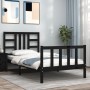 Giroletto con Testiera Nero 90x190 cm in Legno Massello