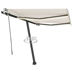 Tenda da Sole Retrattile Manuale con LED 300x250 cm Crema