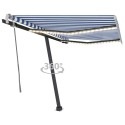 Tenda da Sole Retrattile Manuale con LED 350x250cm Blu e Bianco