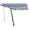 Tenda da Sole Retrattile Manuale con LED 350x250cm Blu e Bianco