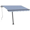 Tenda da Sole Retrattile Manuale con LED 350x250cm Blu e Bianco