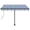 Tenda da Sole Retrattile Manuale con LED 350x250cm Blu e Bianco