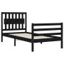 Giroletto con Testiera Nero 90x200 cm in Legno Massello