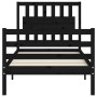 Giroletto con Testiera Nero 90x200 cm in Legno Massello
