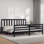 Giroletto con Testiera Nero 200x200 cm in Legno Massello