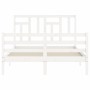 Giroletto con Testiera Bianco 120x200 cm in Legno Massello