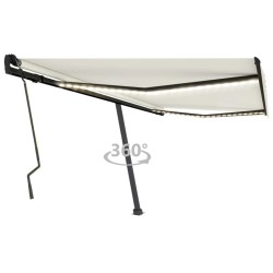 Tenda da Sole Retrattile Manuale con LED 400x300 cm Crema