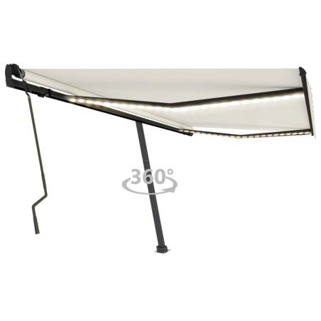 Tenda da Sole Retrattile Manuale con LED 400x300 cm Crema