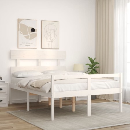 Letto per Anziani con Testiera Bianco 140x200 cm Legno Massello