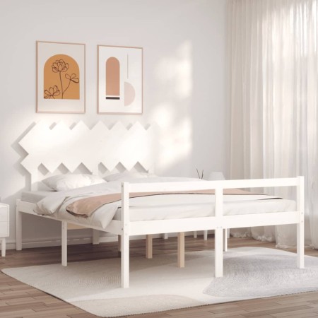 Letto per Anziani con Testiera Bianco 140x200 cm Legno Massello