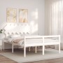 Letto per Anziani con Testiera Bianco 140x200 cm Legno Massello