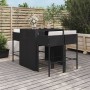 Set Bar da Giardino 5 pz con Cuscini in Polyrattan Nero