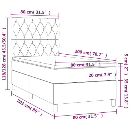 Giroletto a Molle con Materasso Grigio Scuro 80x200 cm Tessuto