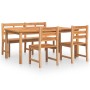 Set da Pranzo per Giardino 4 pz in Legno Massello di Teak