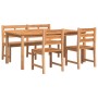 Set da Pranzo per Giardino 4 pz in Legno Massello di Teak