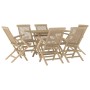 Set da Pranzo da Giardino 7 pz Grigio in Legno Massello di Teak