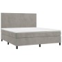 Giroletto a Molle con Materasso Grigio Chiaro 160x200cm Velluto