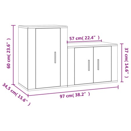 Set di Mobili Porta TV 2 pz Grigio Cemento in Legno Multistrato