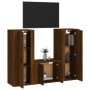 Set Mobili Porta TV 3 pz Rovere Marrone in Legno Multistrato