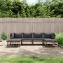 Set Divani da Giardino 6 pz con Cuscini Antracite in Polyrattan