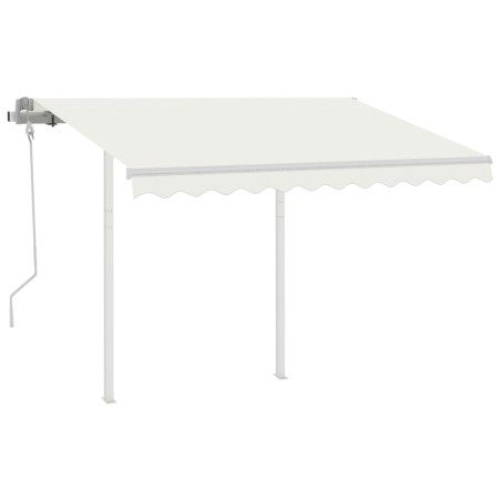 Tenda da Sole Retrattile Manuale con Pali 3,5x2,5 m Crema