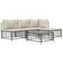 Set Divani da Giardino 5 pz con Cuscini Antracite in Polyrattan