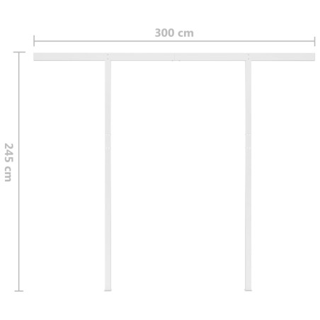 Tenda da Sole Retrattile Manuale con Pali 3,5x2,5 m Crema