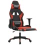 Sedia da Gaming con Poggiapiedi Nero e Rosso in Similpelle