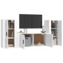 Set Mobili Porta TV 3 pz Bianco Lucido in Legno Multistrato