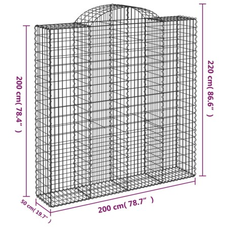 Cesti Gabbioni ad Arco 3 pz 200x50x200/220 cm Ferro Zincato