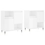 Credenze 2 pz Bianco Lucido in Legno Multistrato