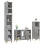 Set Mobili da Bagno 3 pz Grigio Cemento in Legno Multistrato