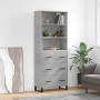 Credenza Grigio Cemento 69,5x34x180 cm in Legno Multistrato