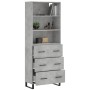 Credenza Grigio Cemento 69,5x34x180 cm in Legno Multistrato