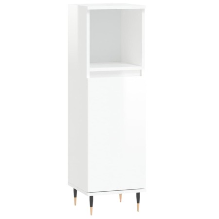 Set Mobili da Bagno 3 pz Bianco Lucido in Legno Multistrato